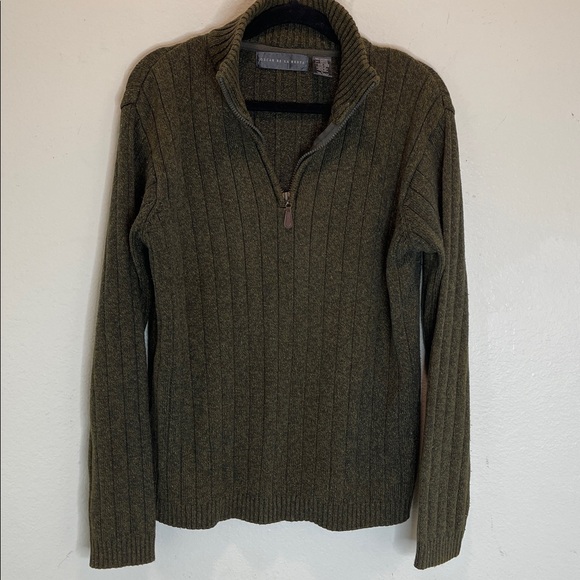 Other - Oscar de la Renta Men's Olive Green Quanter Zip Sweater Size: L